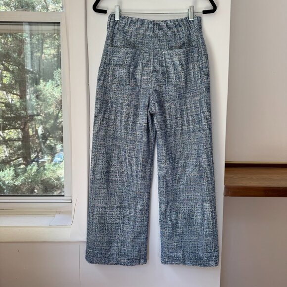 New Anthropologie The Colette Cropped Wide Leg Pants Maeve Tweed Blue Pattern 27 - Picture 9 of 11